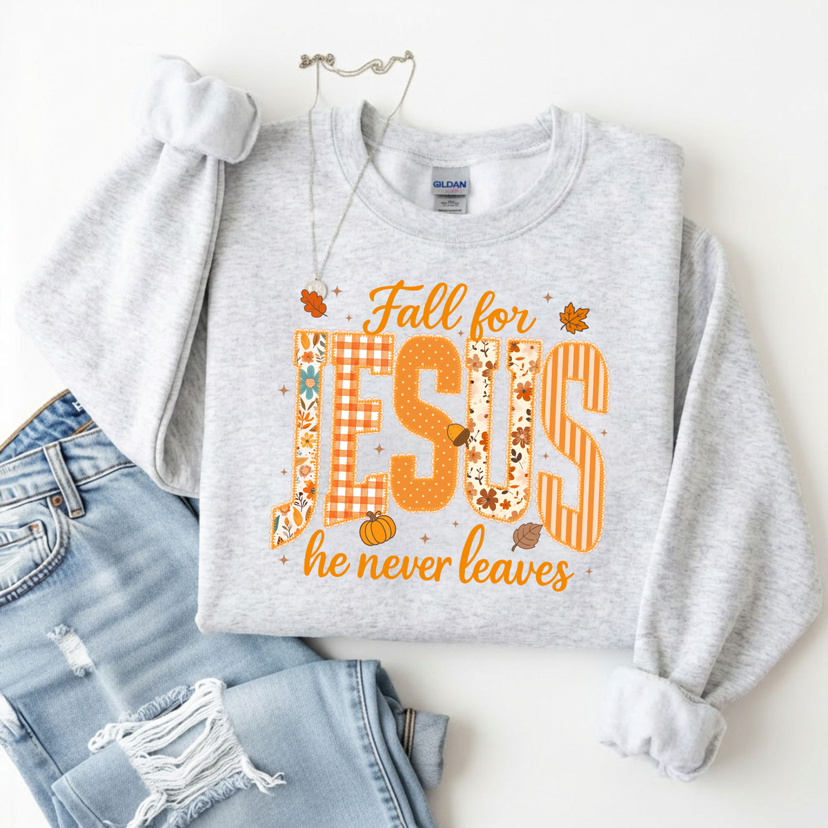 Fall For Jesus Crewneck Sweatshirt