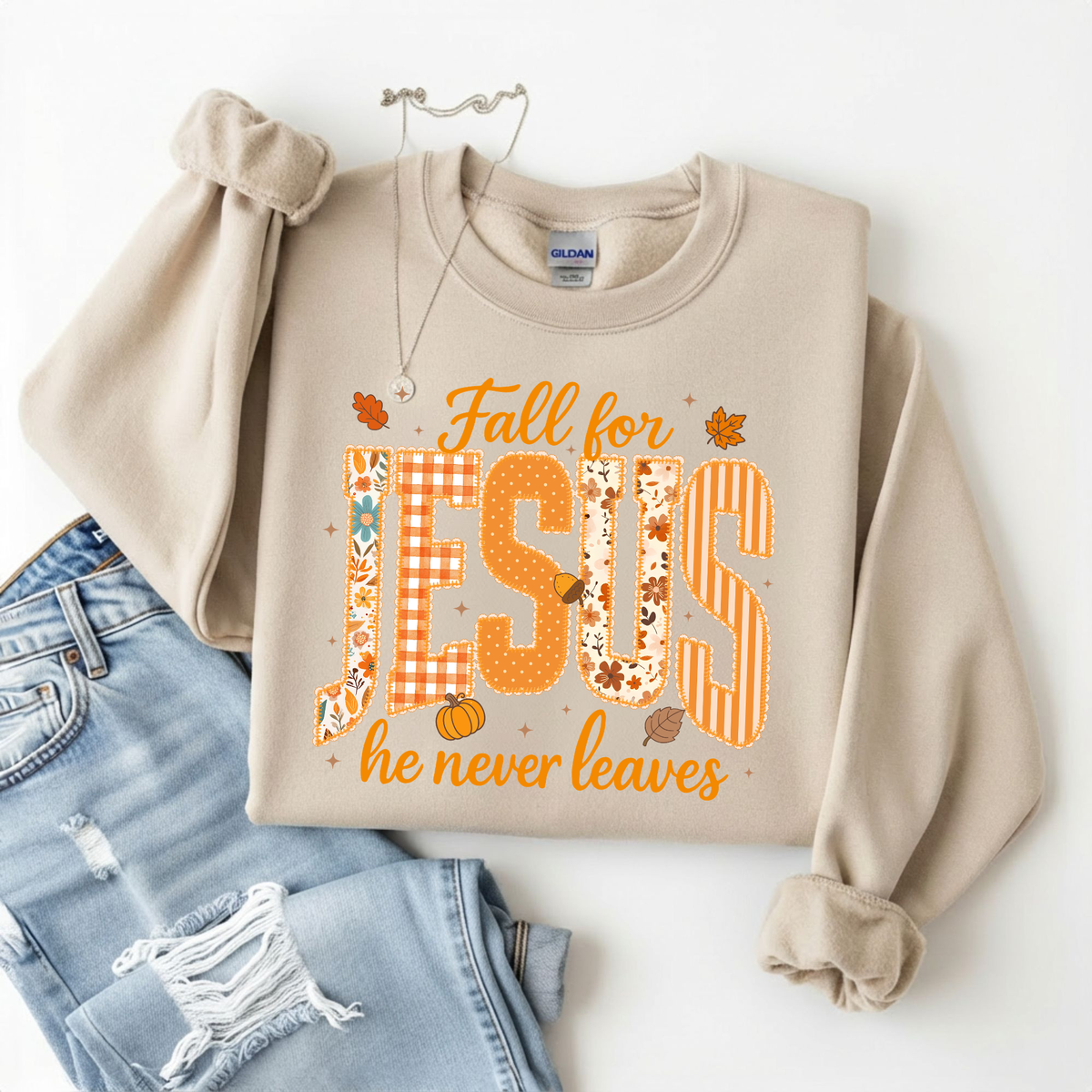 Fall For Jesus Crewneck Sweatshirt