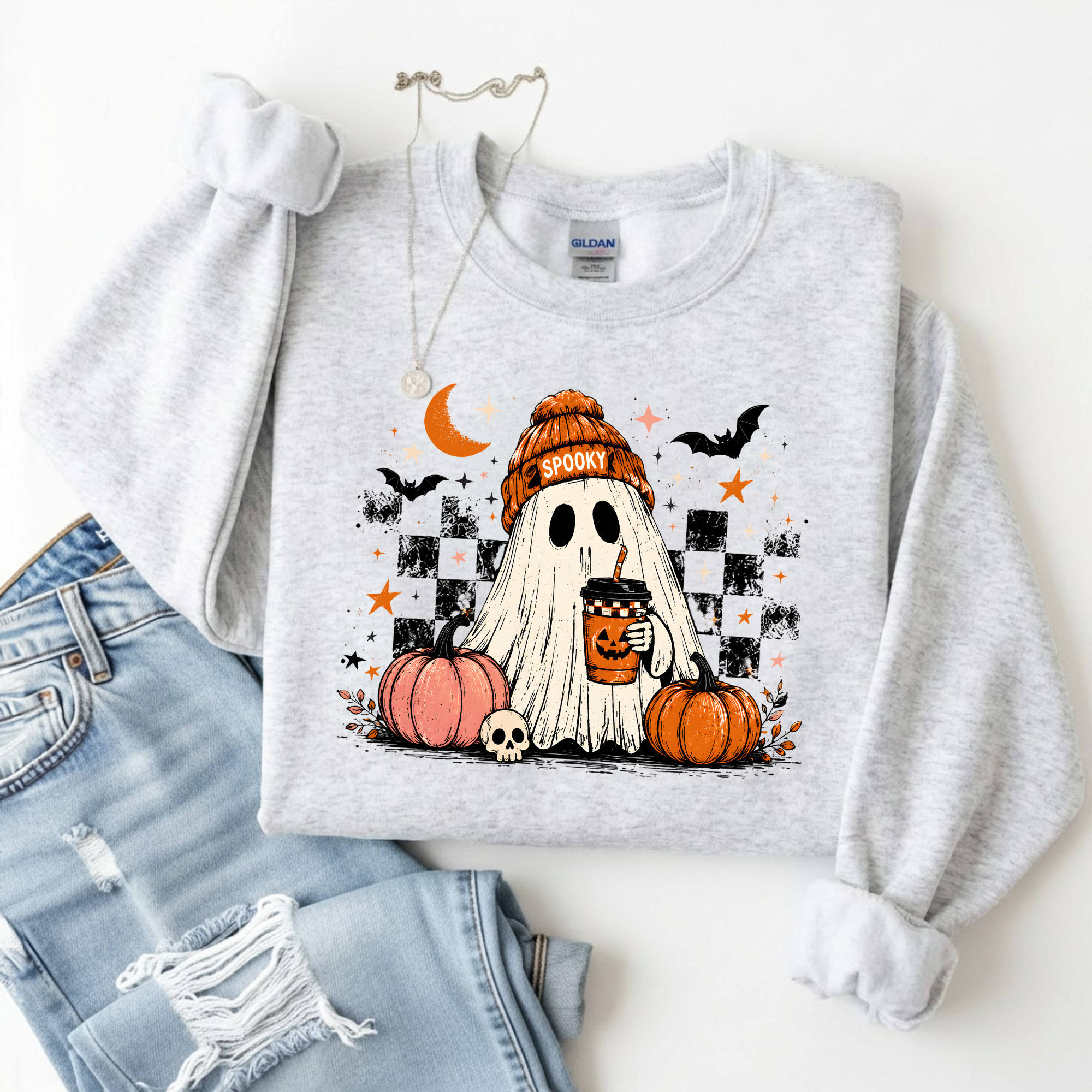 Spooky Ghost Crewneck Sweatshirt