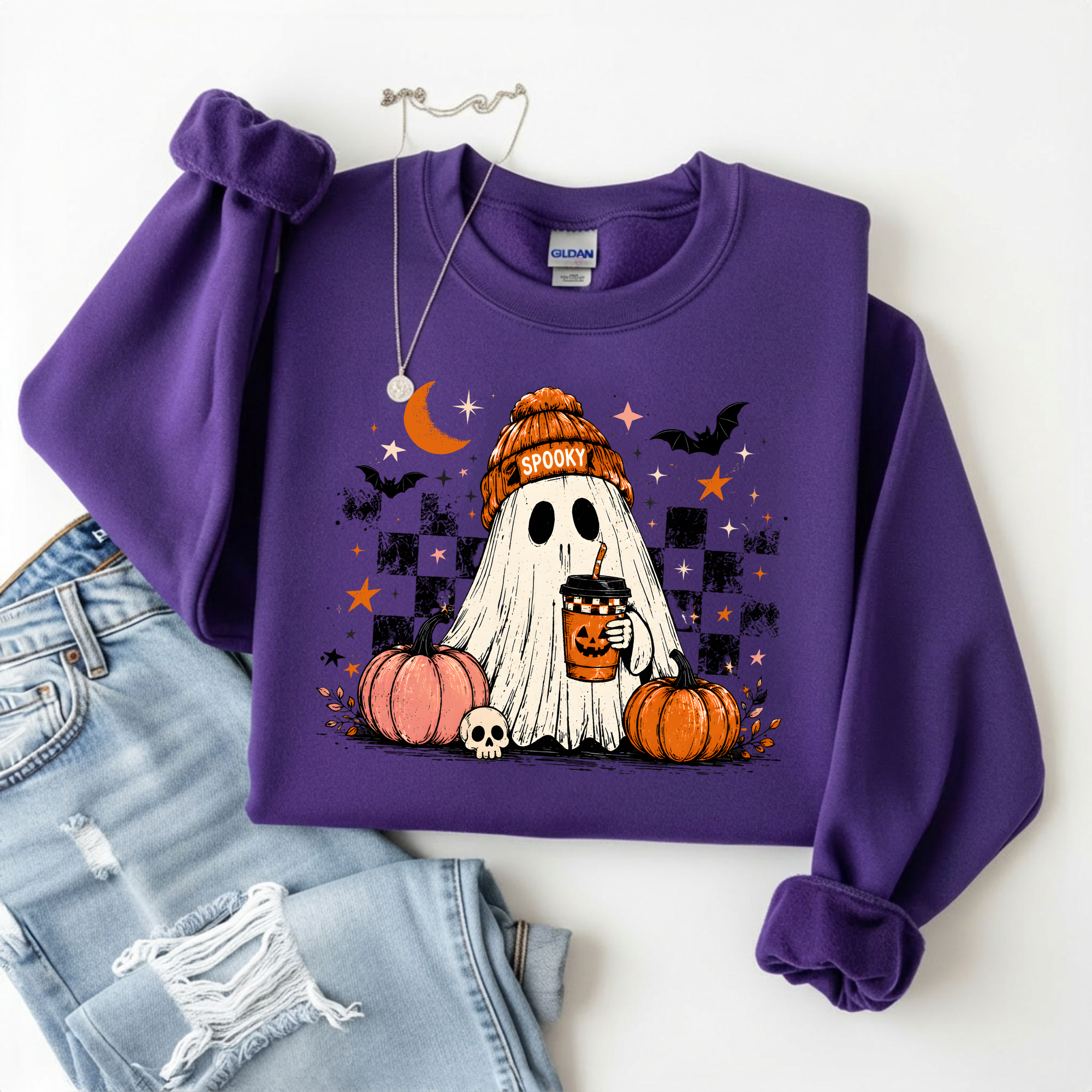 Spooky Ghost Crewneck Sweatshirt