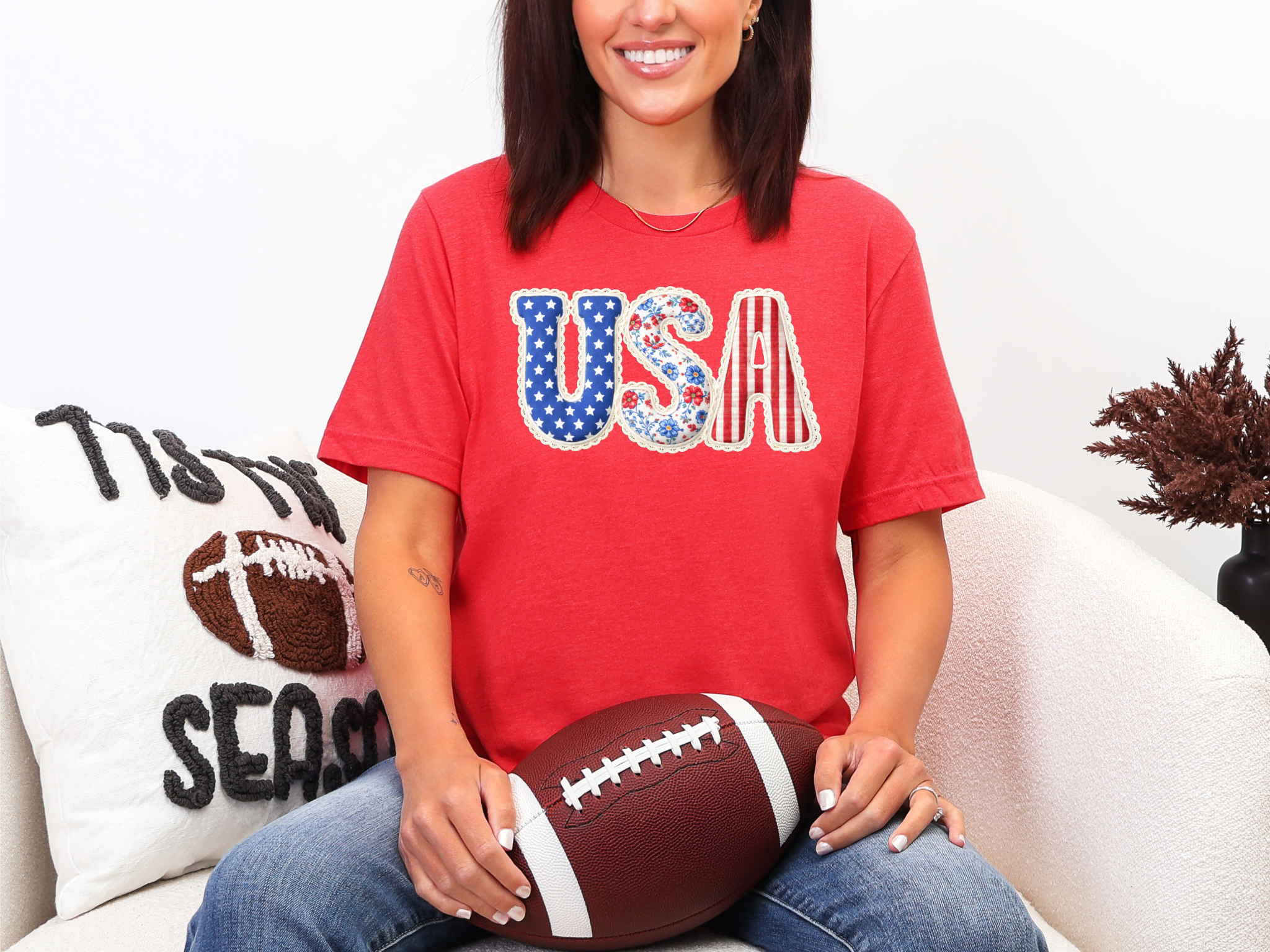 USA Faux Patchwork T-Shirt