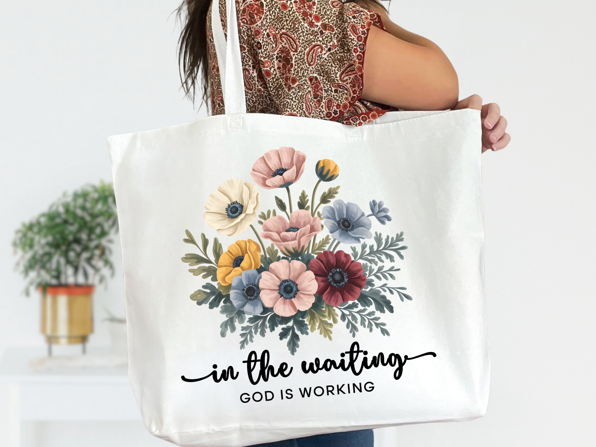 In The Waiting White Canvas Zipper Tote Bag