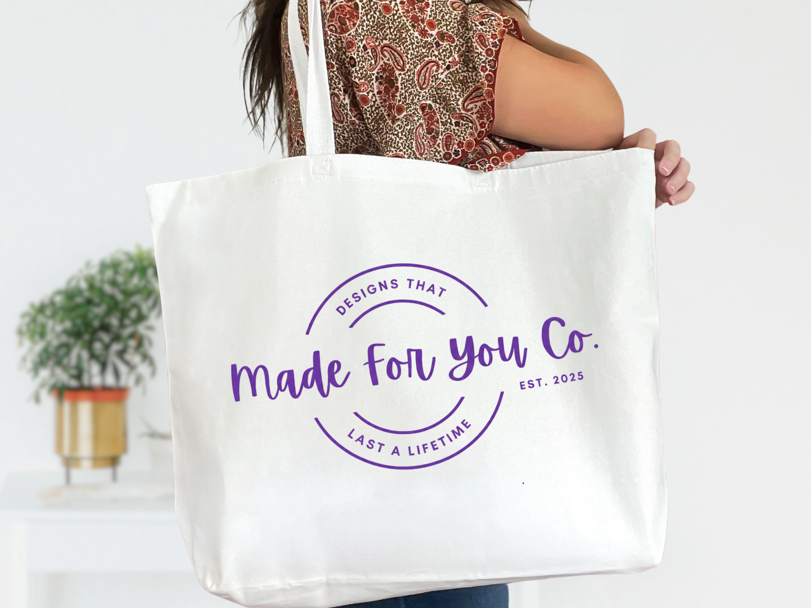 MERCH White Canvas Tote Bag with Zipper