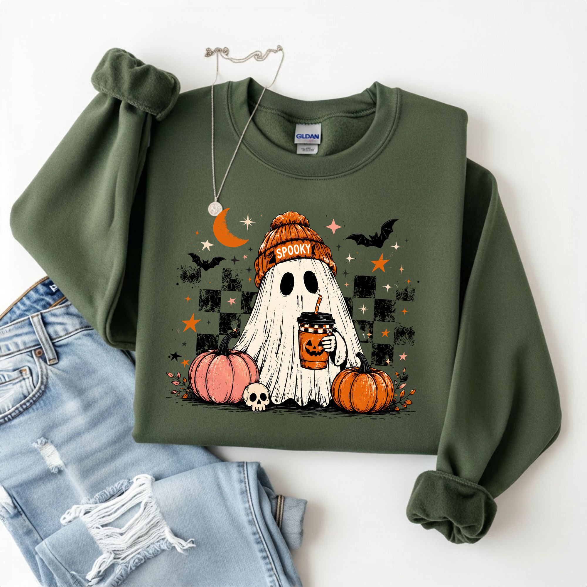 Spooky Ghost Crewneck Sweatshirt