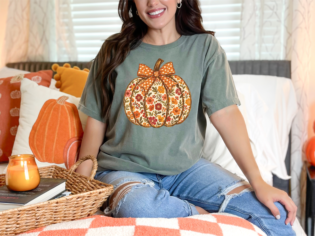 Floral Pumpkin Comfort Colors T-Shirt