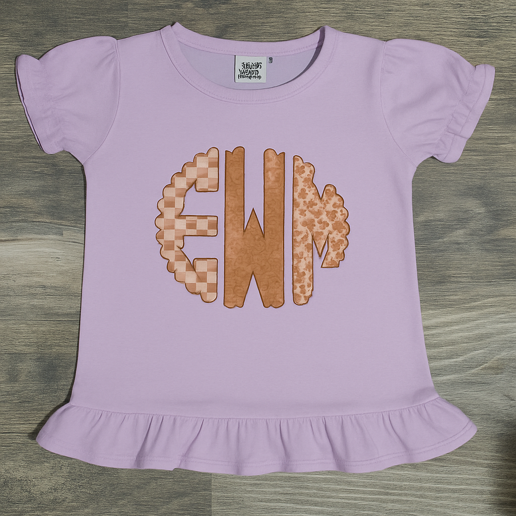 Toddler Girl Ruffled Fall Monogram Shirt
