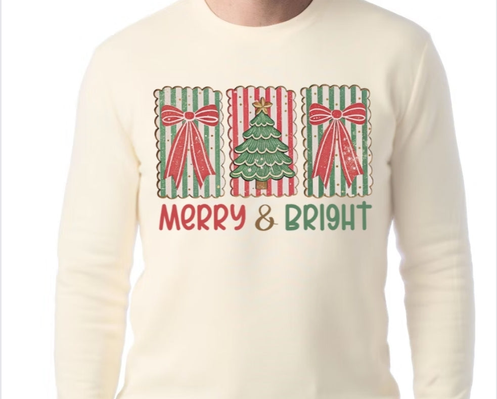 Adult Merry & Bright Comfort Color T-shirt or Crewneck
