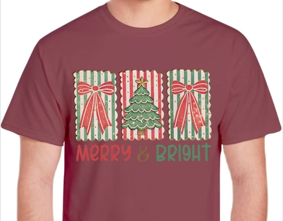 Adult Merry & Bright Comfort Color T-shirt or Crewneck