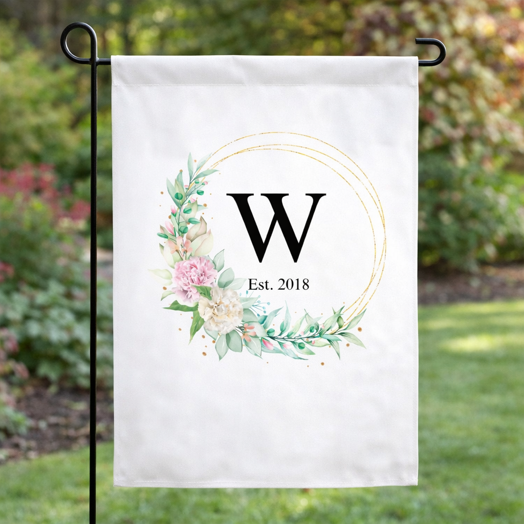 Floral Spring Initial Garden Flag