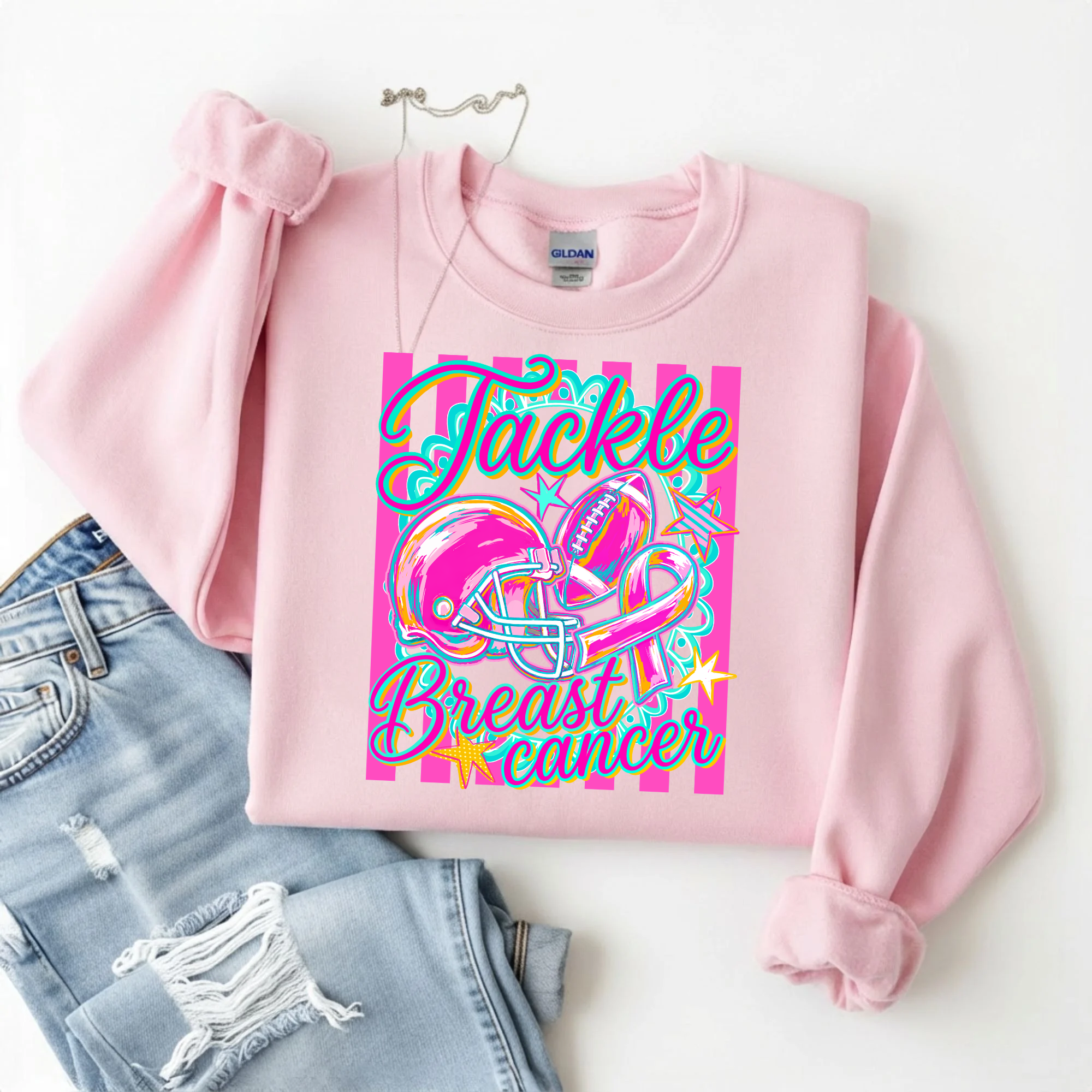 Tackle Breast Cancer Crewneck Sweatshirt