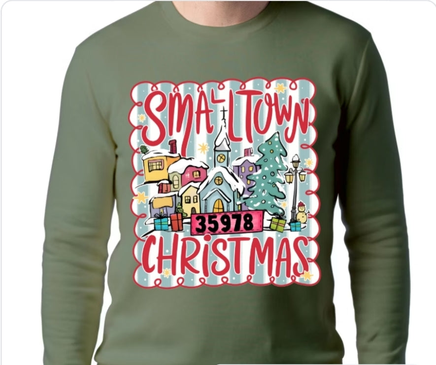 Adult Small Town Christmas T-shirt or Sweatshirt
