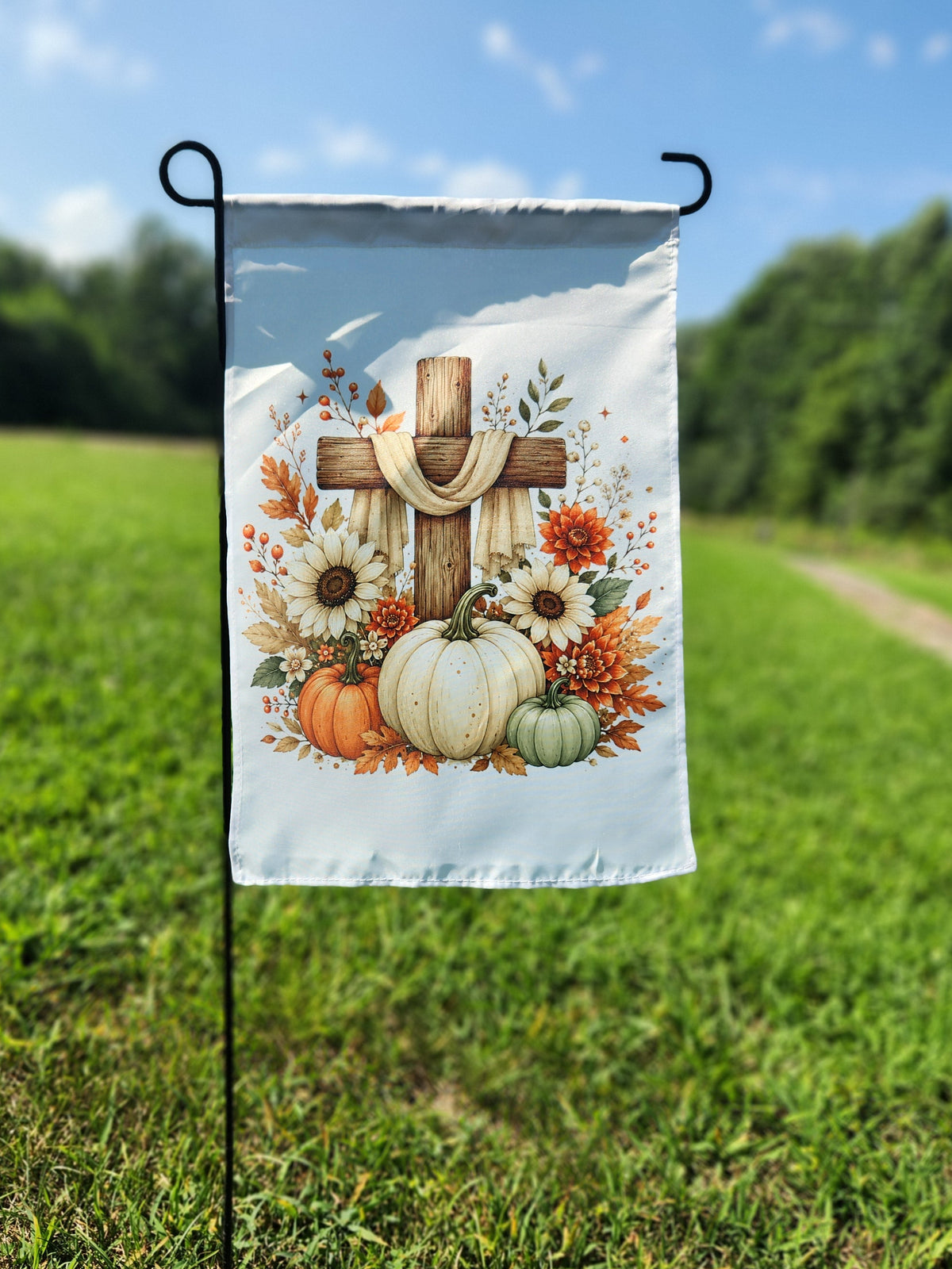 Fall Cross Garden Flag