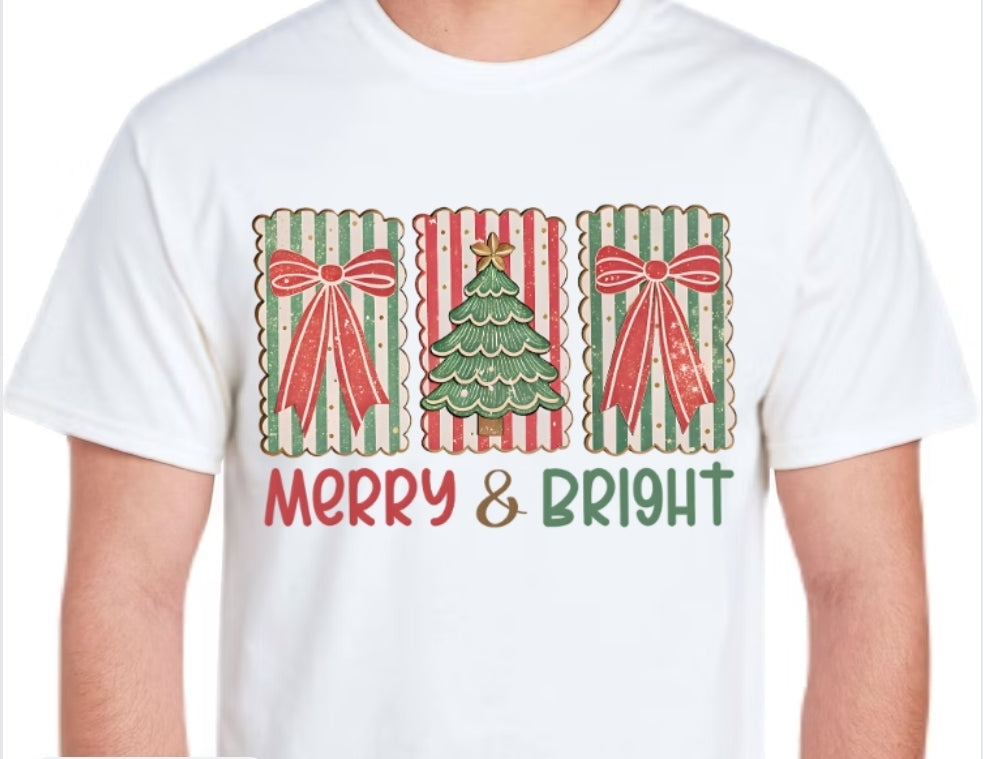 Adult Merry & Bright Comfort Color T-shirt or Crewneck