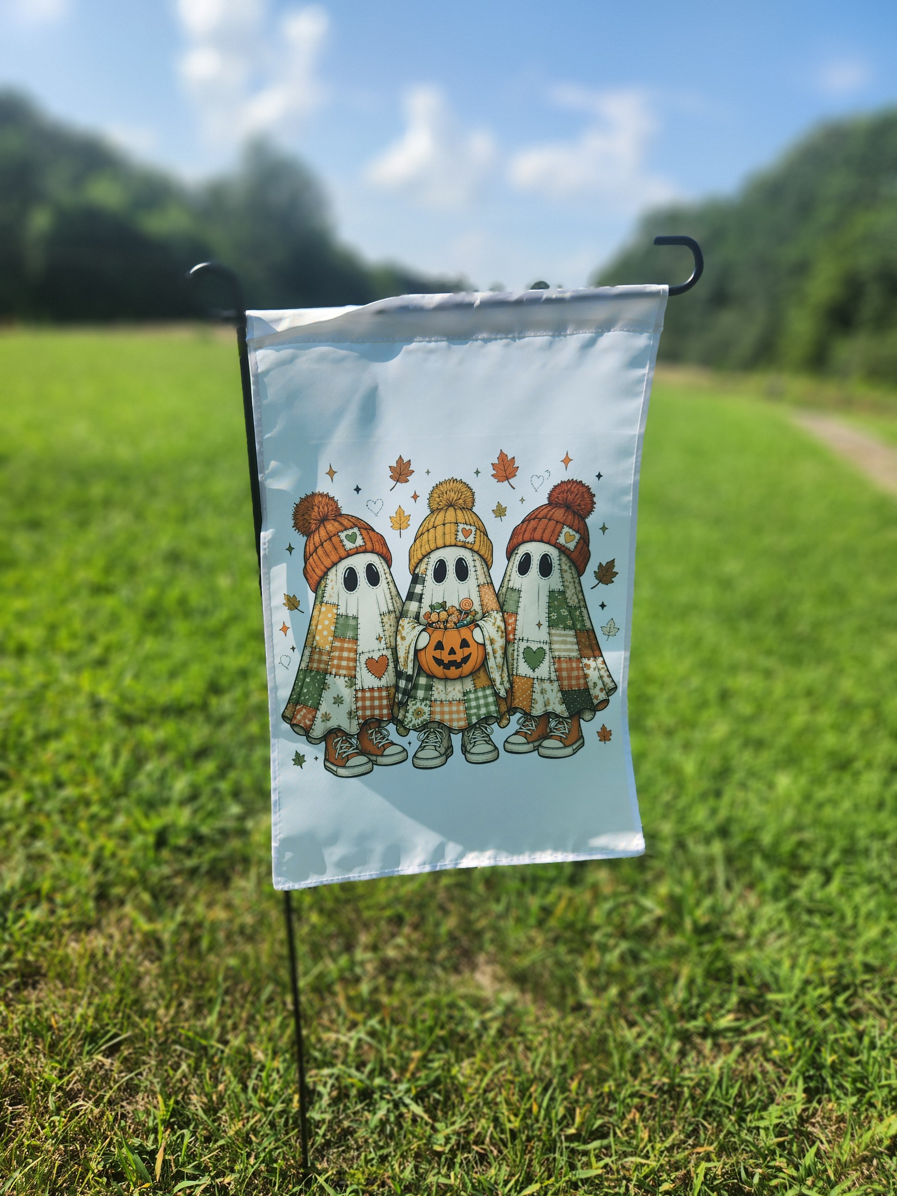 Patchwork Ghost Garden Flag