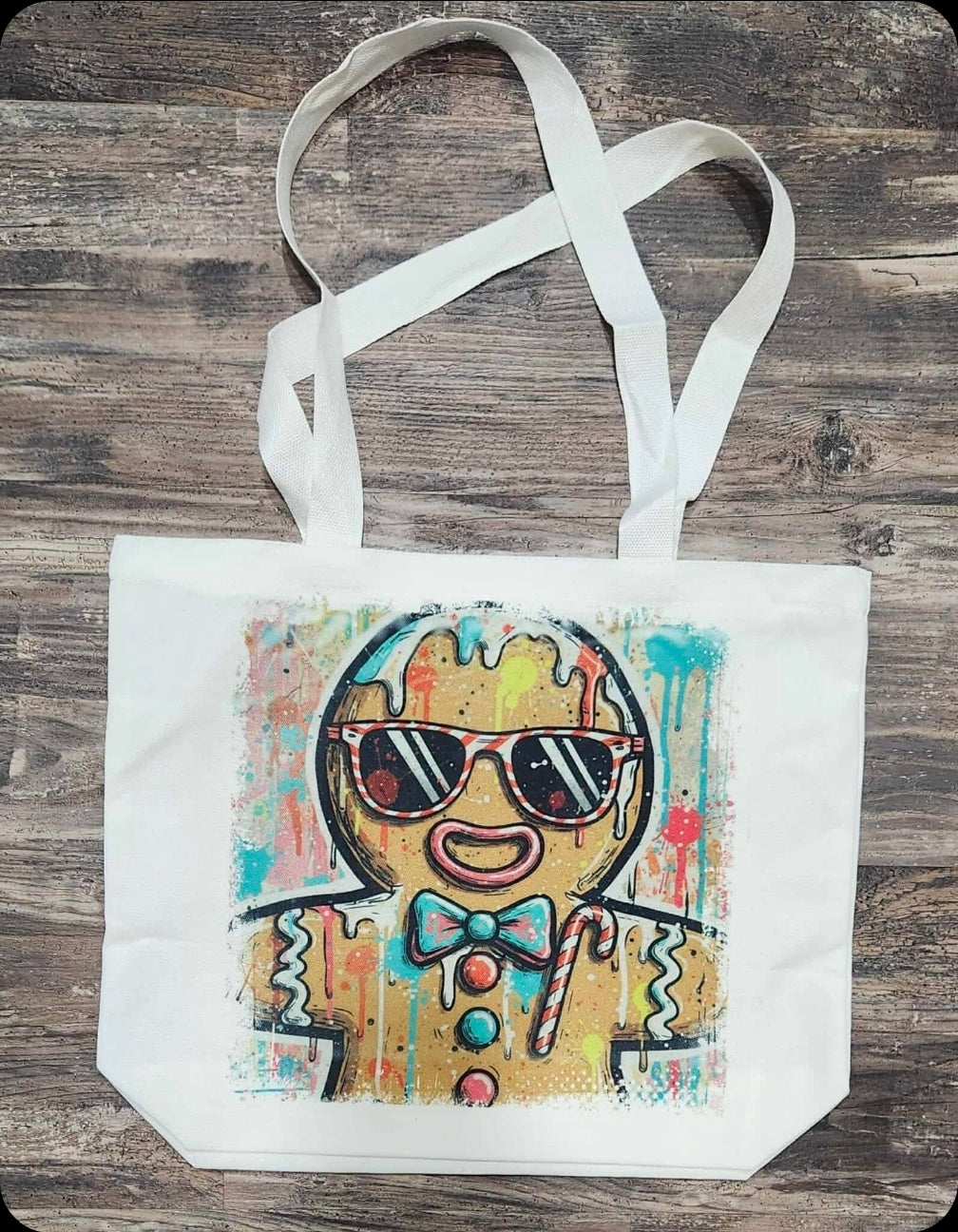 Gingerbread Canvas Tote Bag with Zipper