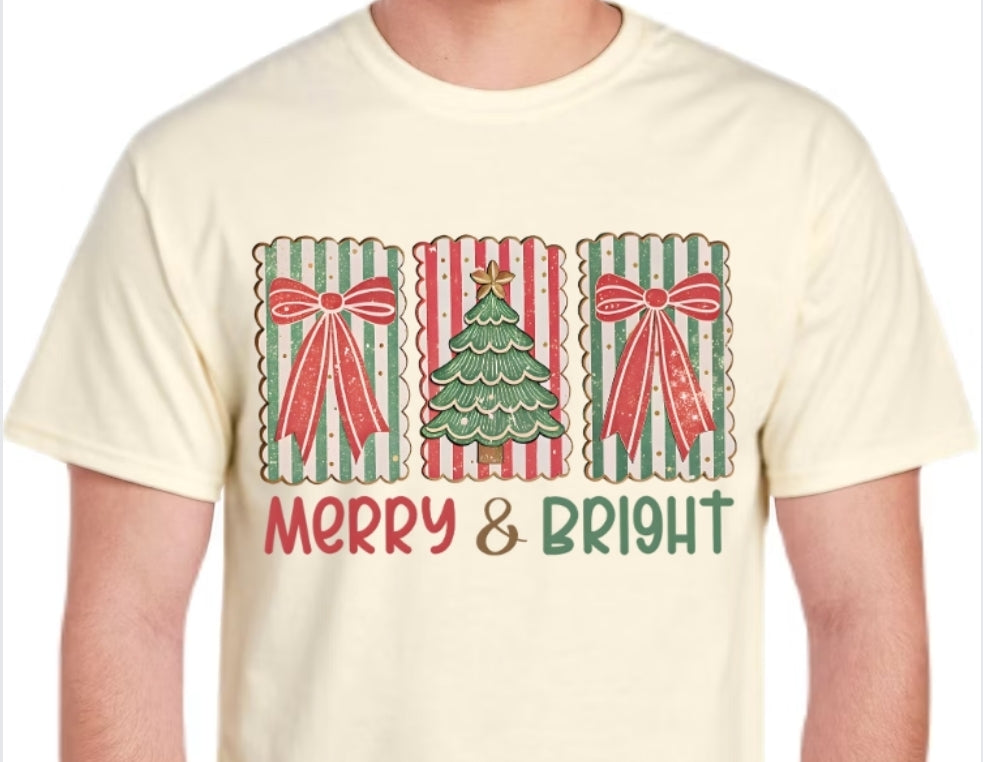 Adult Merry & Bright Comfort Color T-shirt or Crewneck