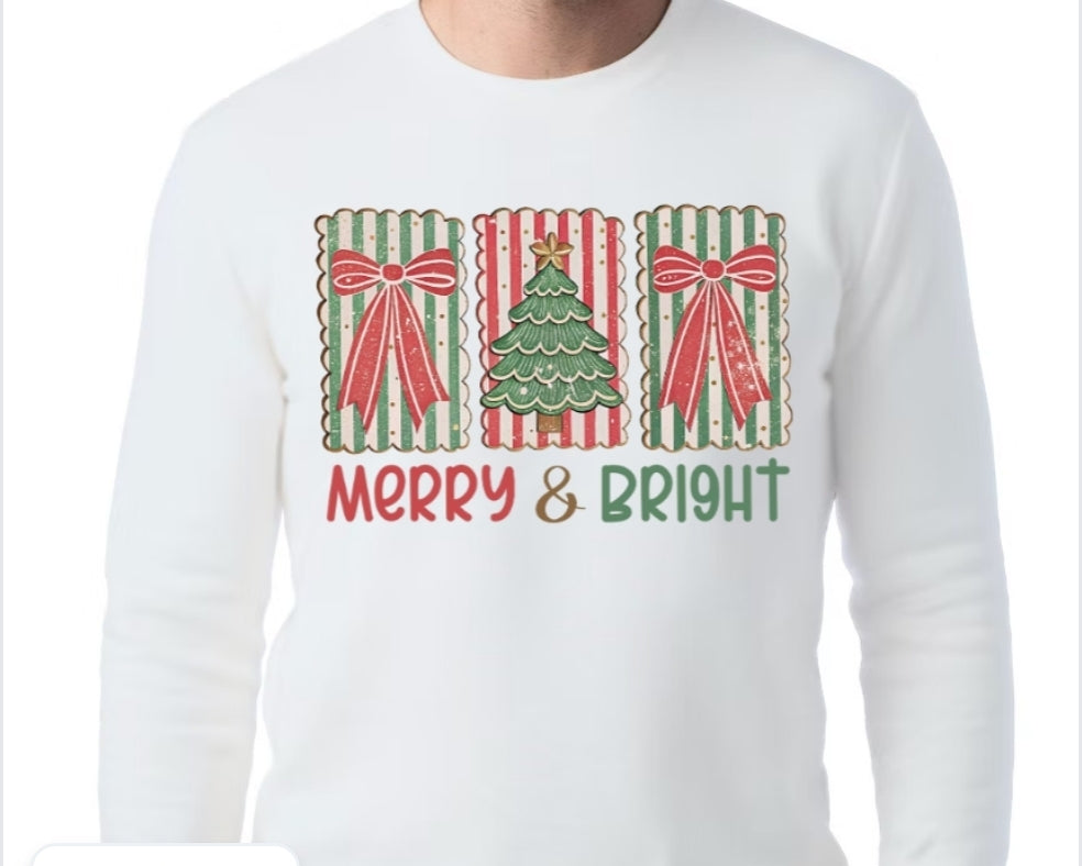 Adult Merry & Bright Comfort Color T-shirt or Crewneck