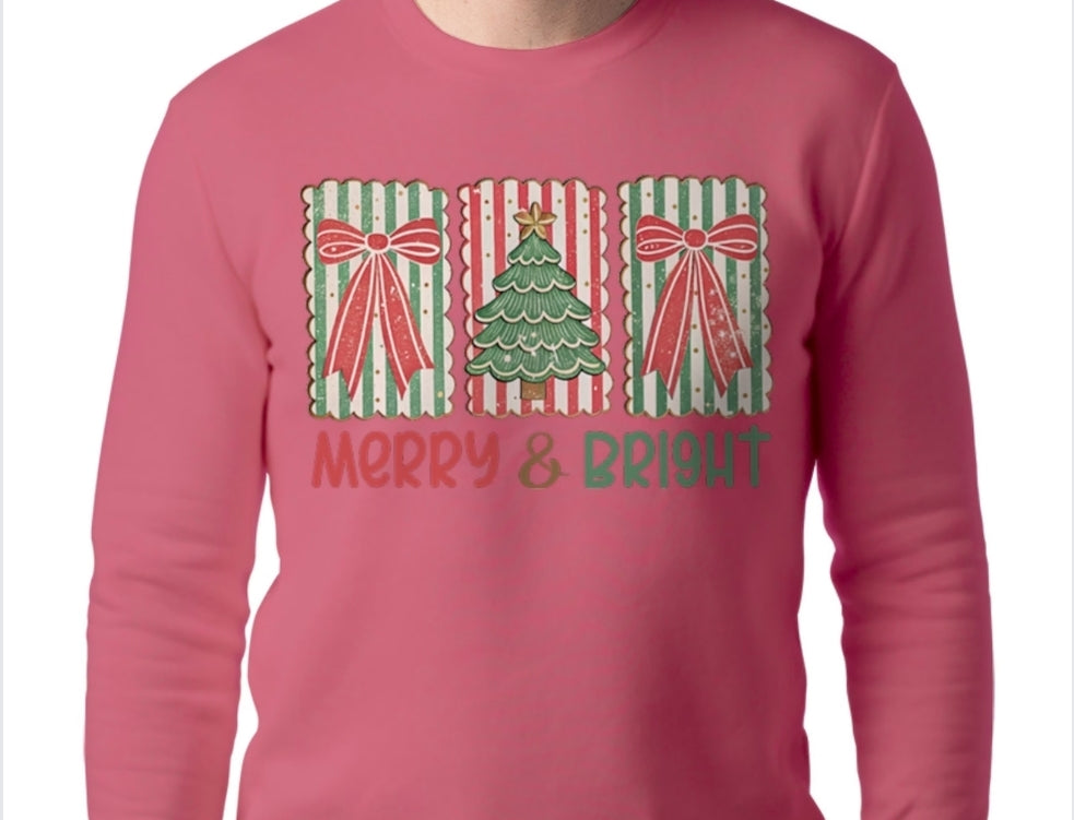 Adult Merry & Bright Comfort Color T-shirt or Crewneck