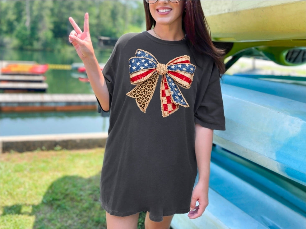Flag Bow Comfort Colors T-Shirt