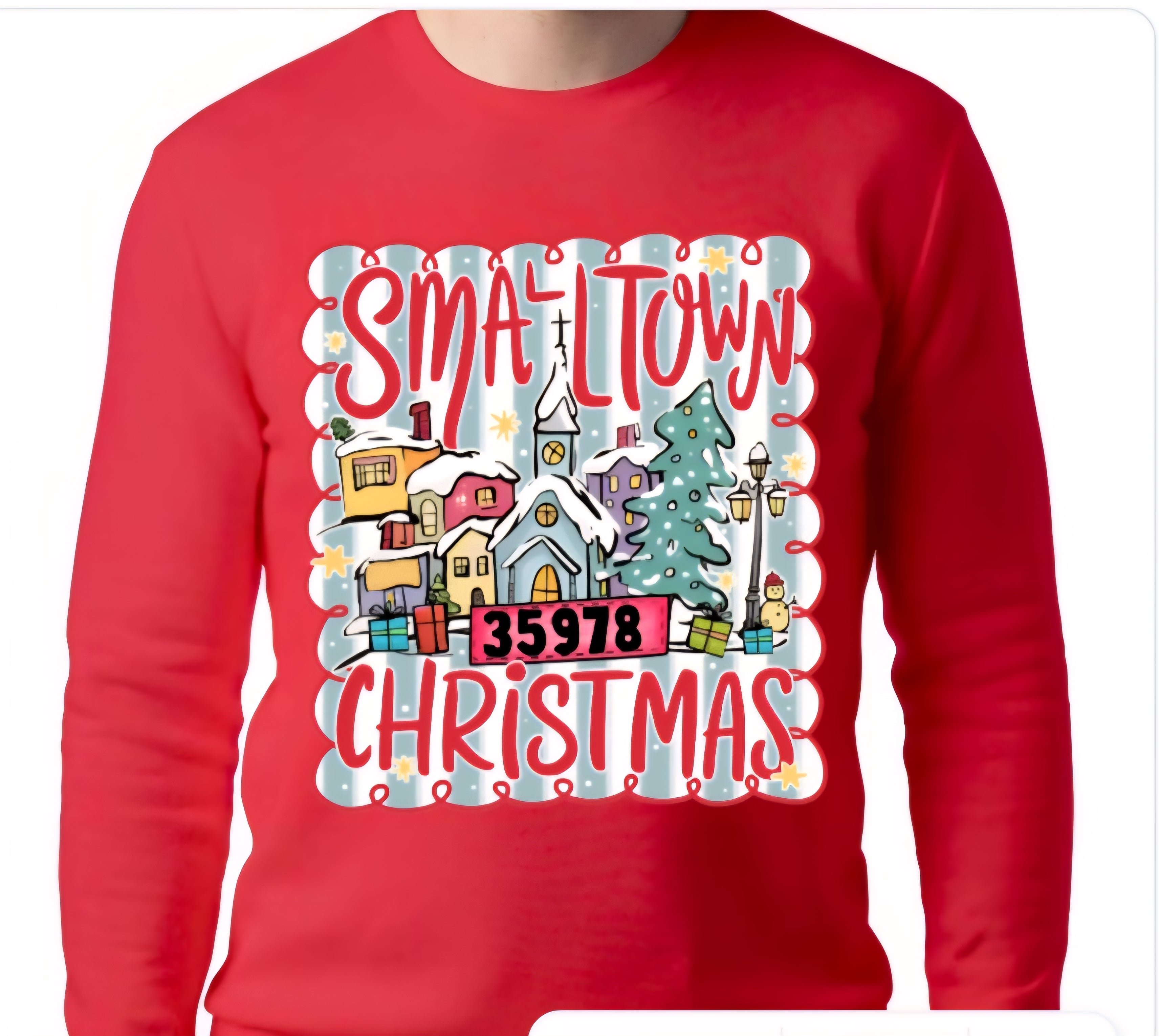 Adult Small Town Christmas T-shirt or Sweatshirt