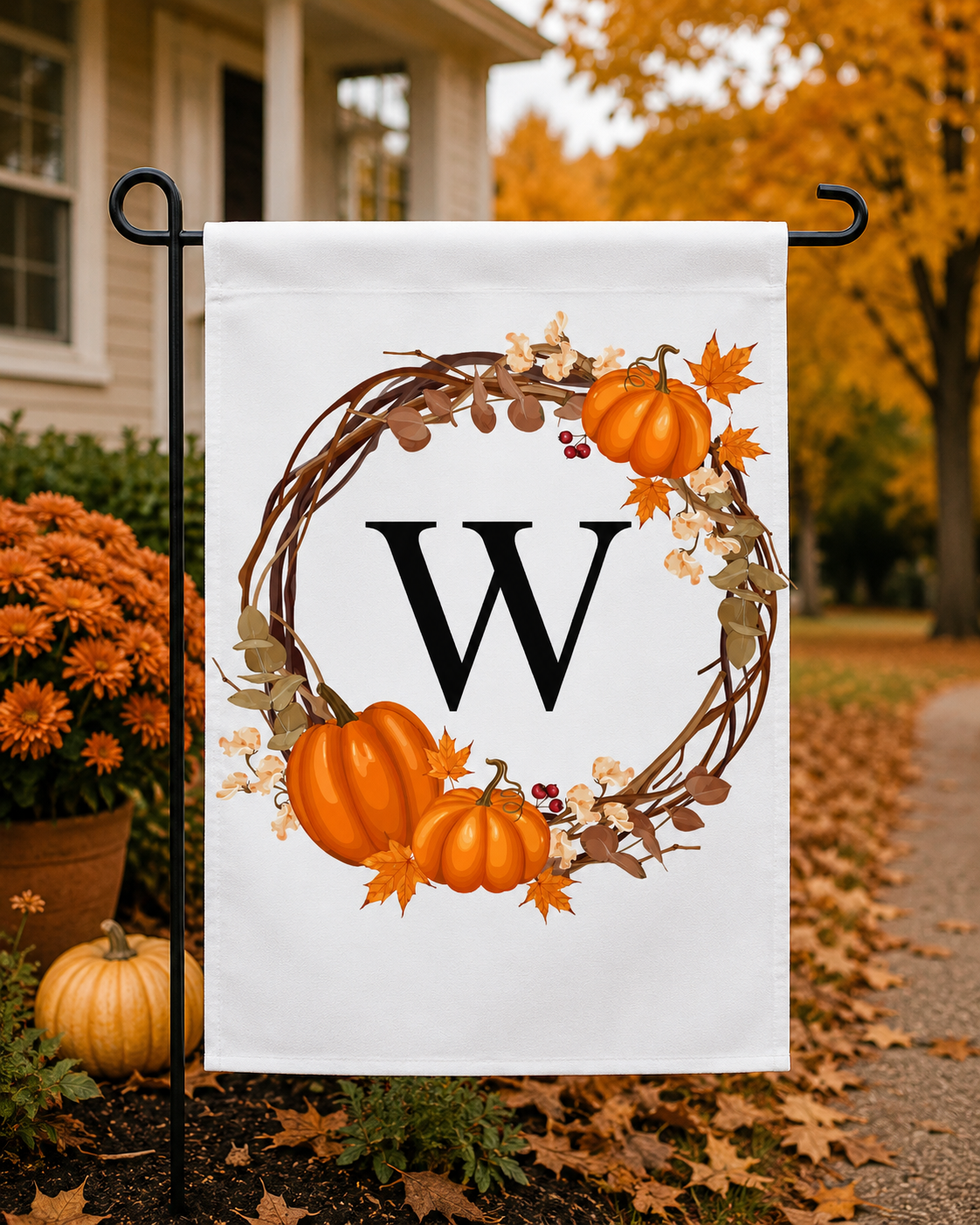 Inital Fall Garden Flag