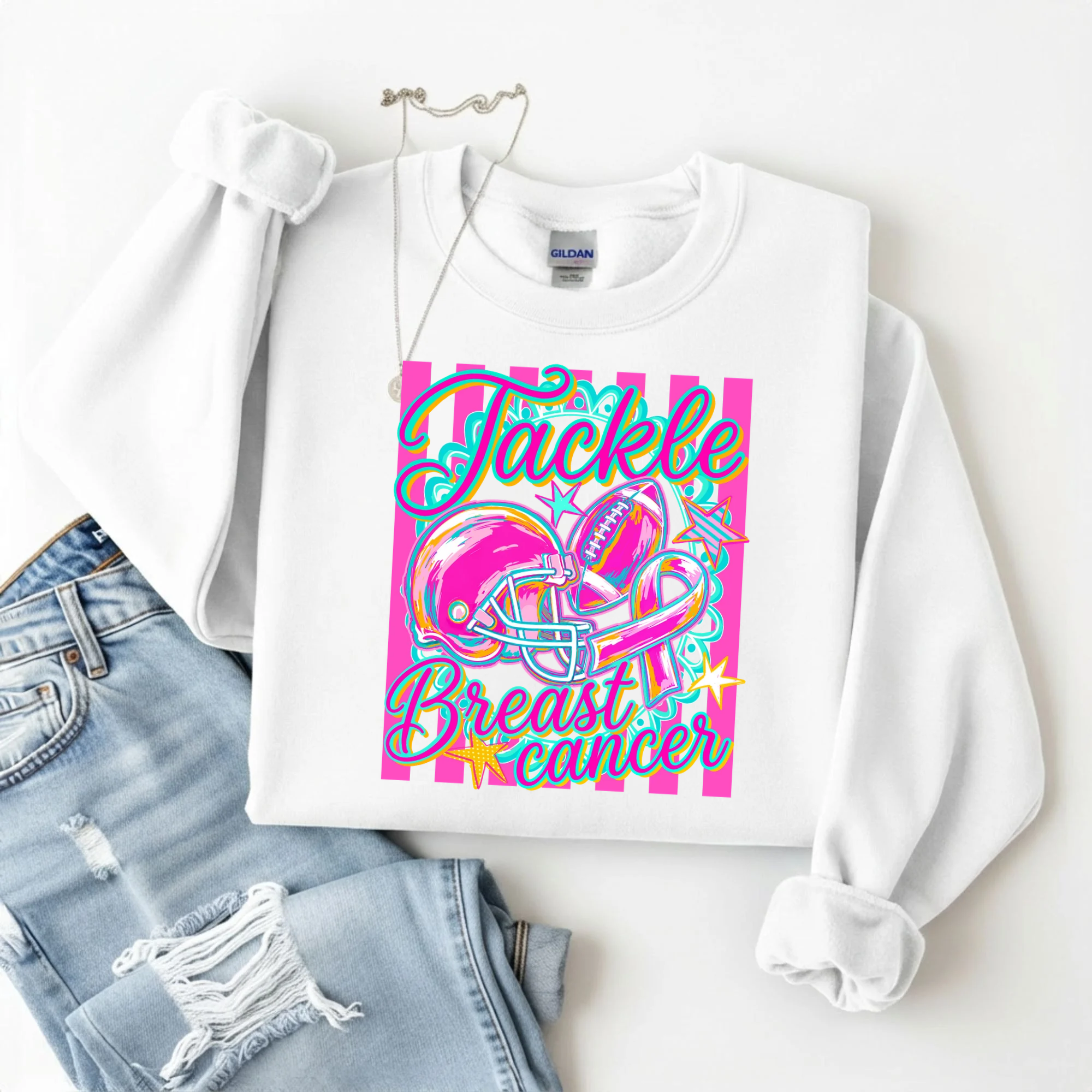 Tackle Breast Cancer Crewneck Sweatshirt