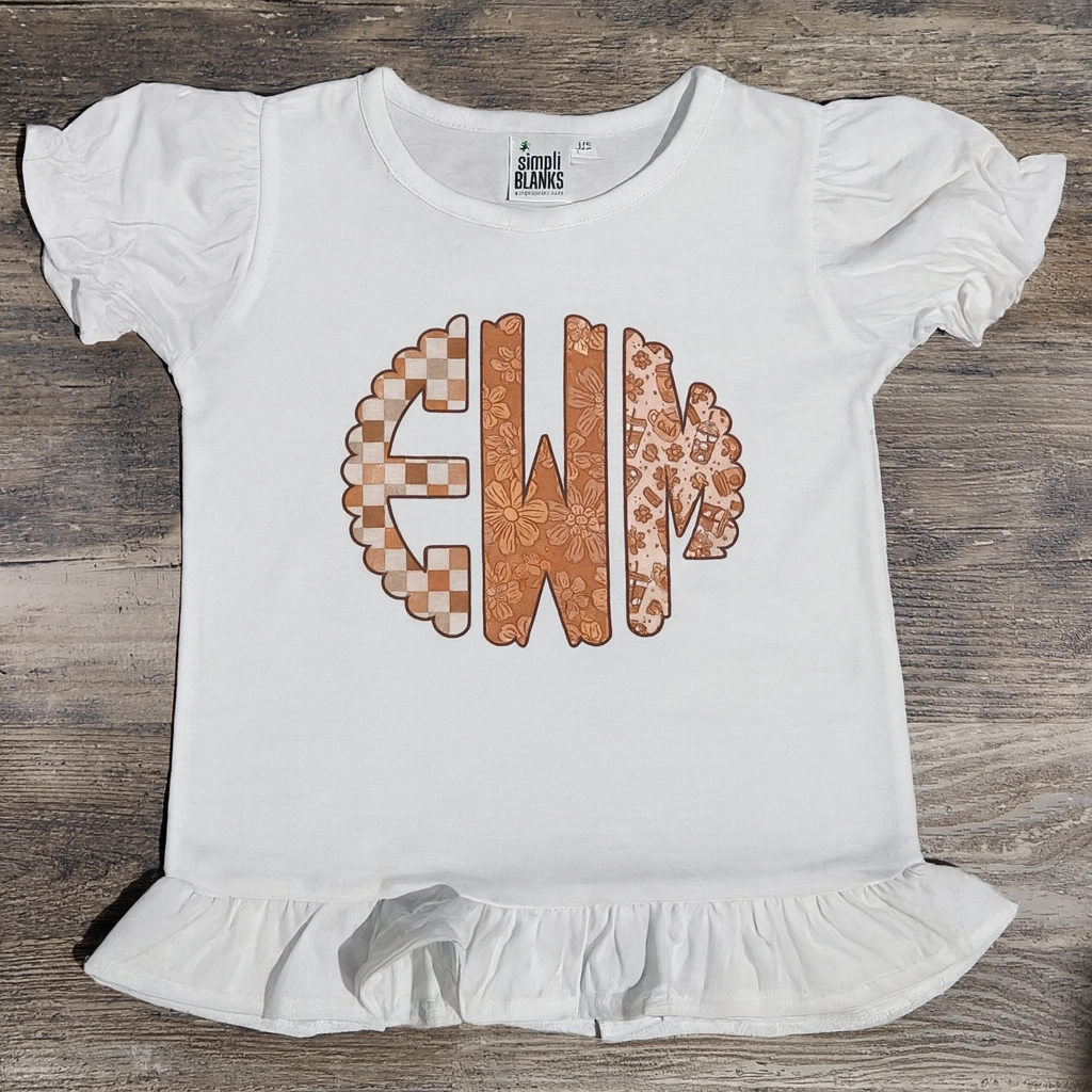 Toddler Girl Ruffled Fall Monogram Shirt