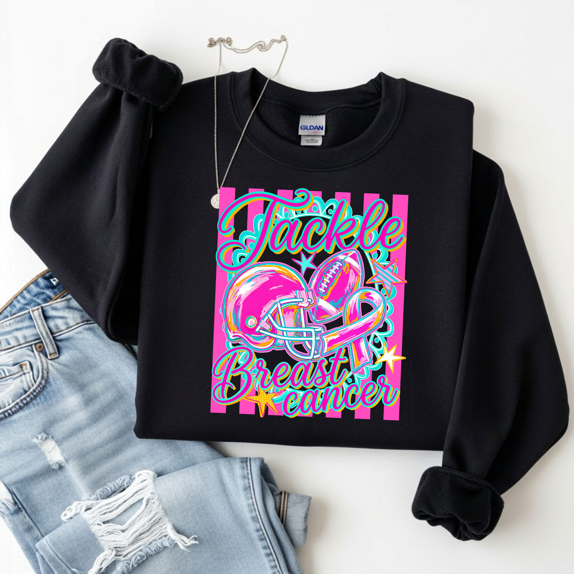 Tackle Breast Cancer Crewneck Sweatshirt