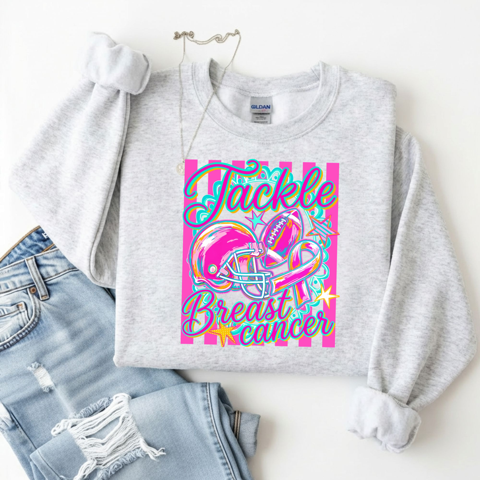 Tackle Breast Cancer Crewneck Sweatshirt