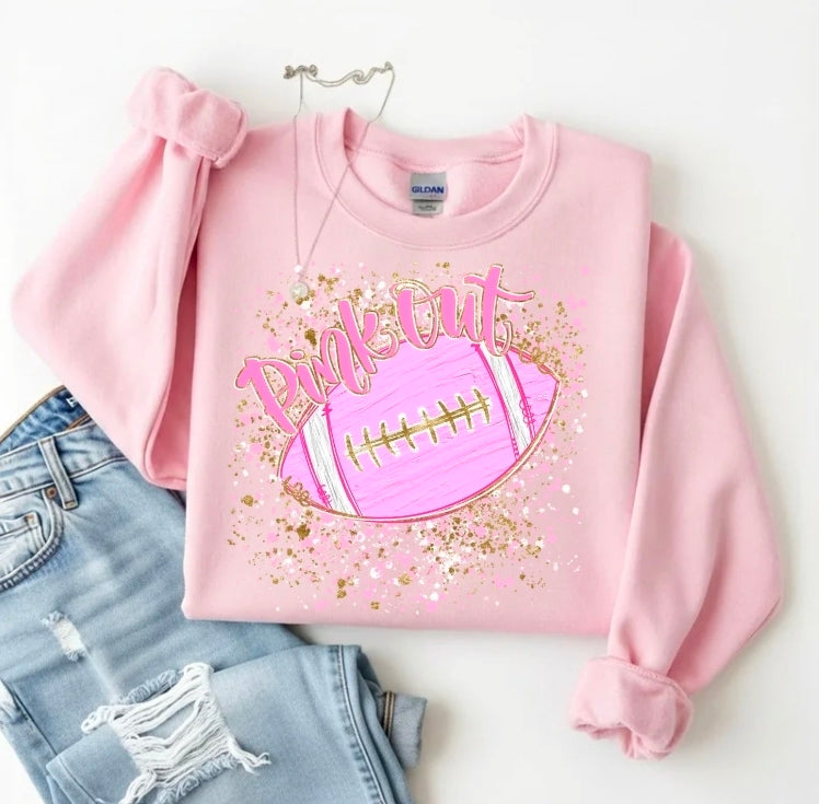 Pink Out Football Crewneck Sweatshirt