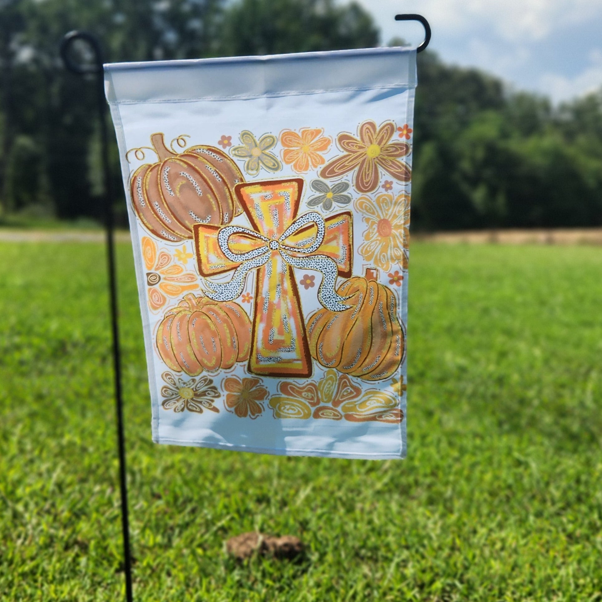 Fall Cross Garden Flag