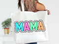 Colorful Customizable Name White Canvas Tote Bag with Zipper