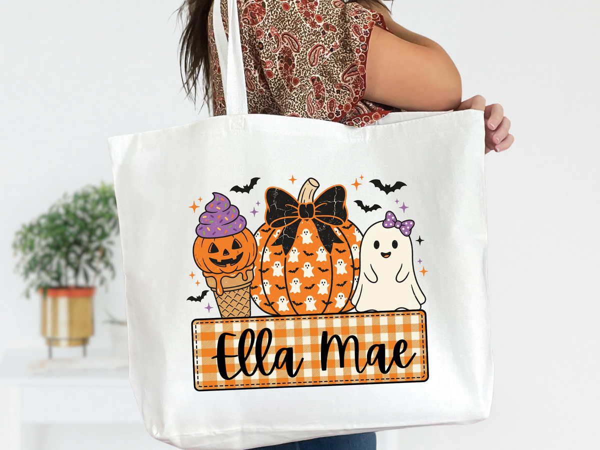 Girl or Boy Personalized Halloween Zipper Tote Bag
