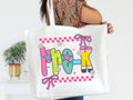 Elementary School White Canvas Zipper Tote Bag