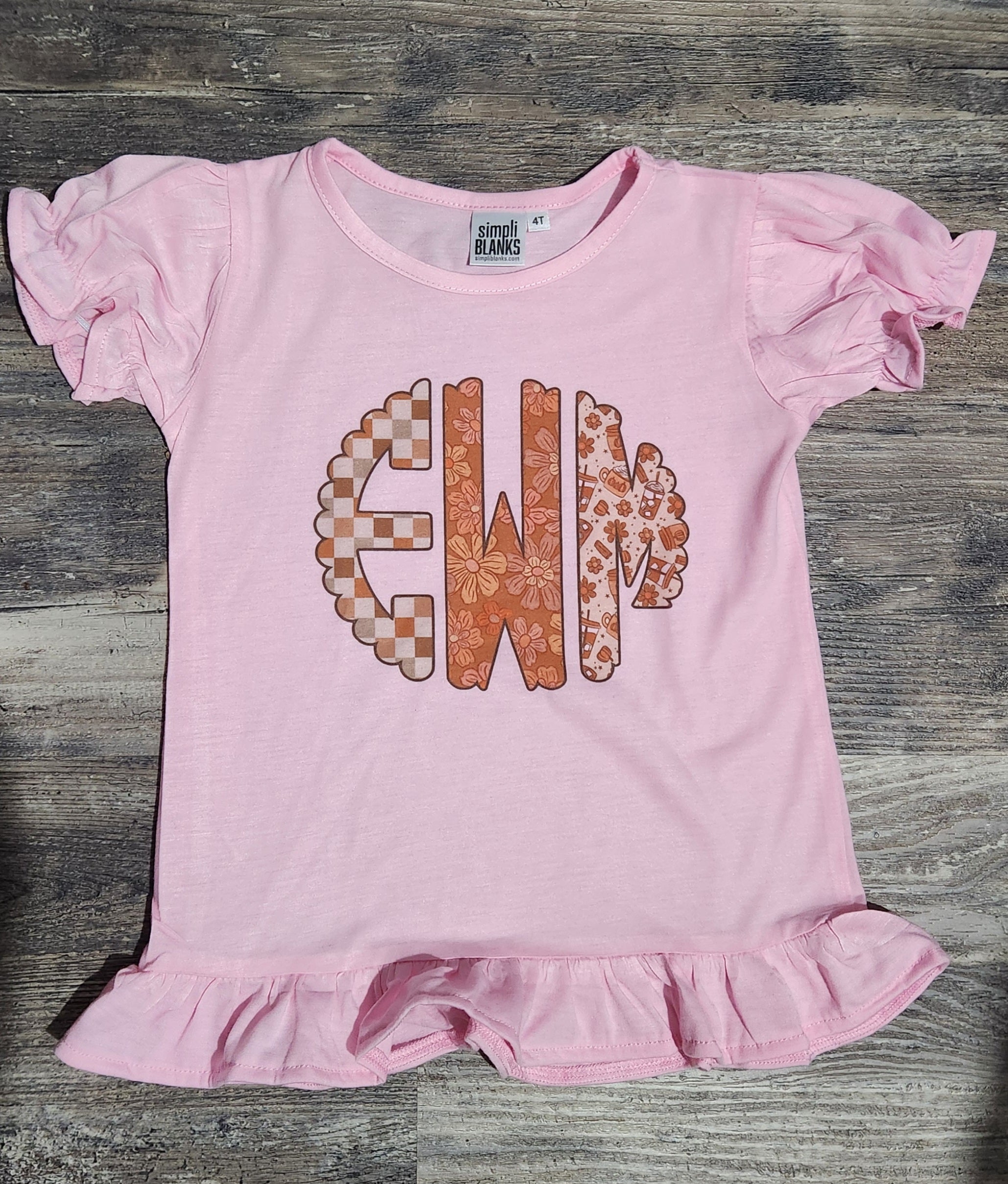 Toddler Girl Ruffled Fall Monogram Shirt