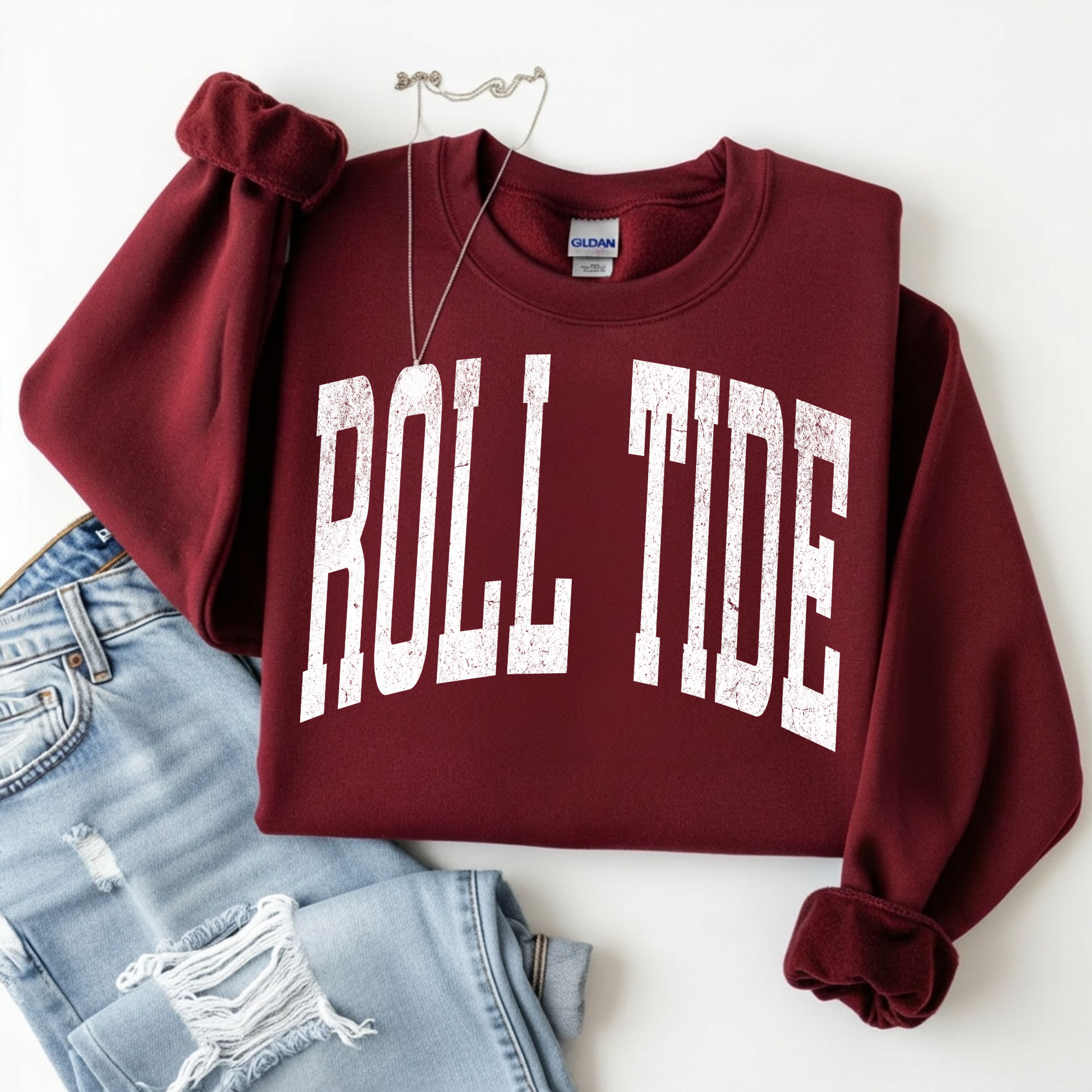 "White" Roll Tide Crewneck Sweatshirt