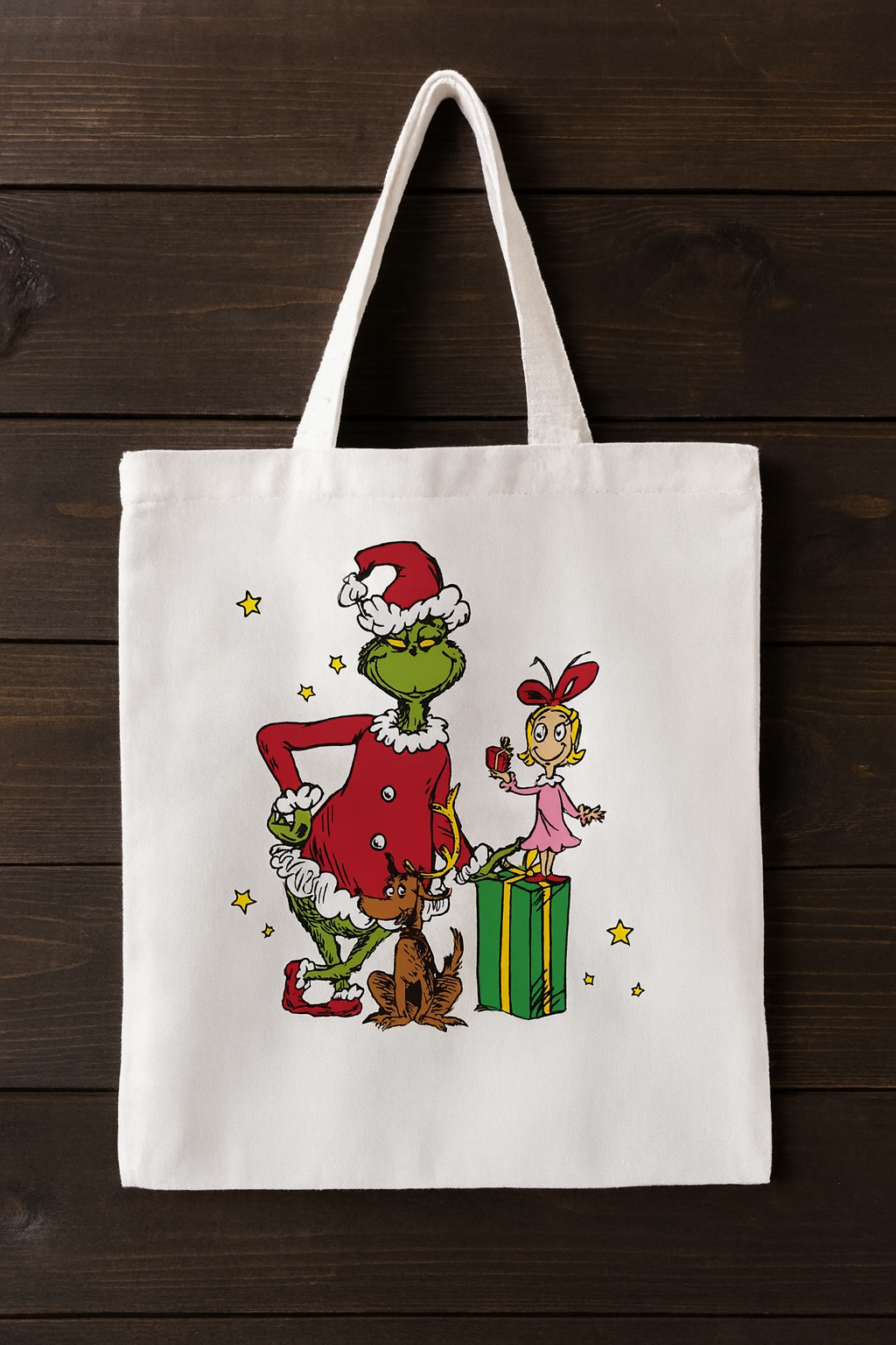 The Grinch Canvas Tote Bag with Zipper