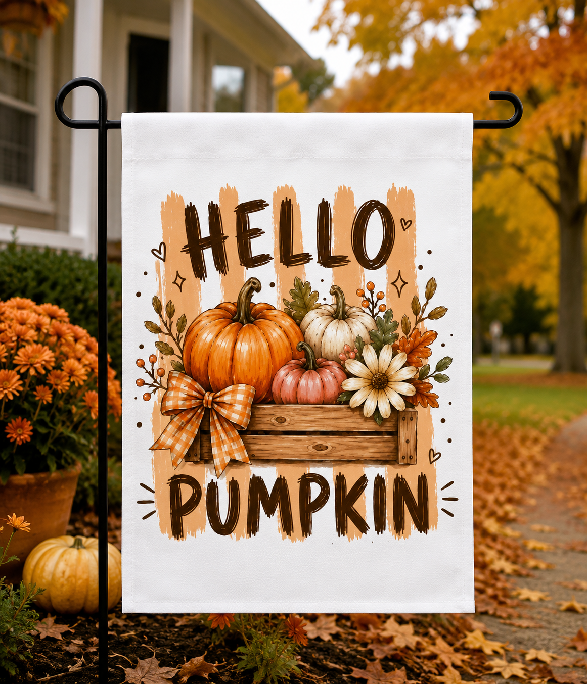 Hello Pumkpin Garden Flag