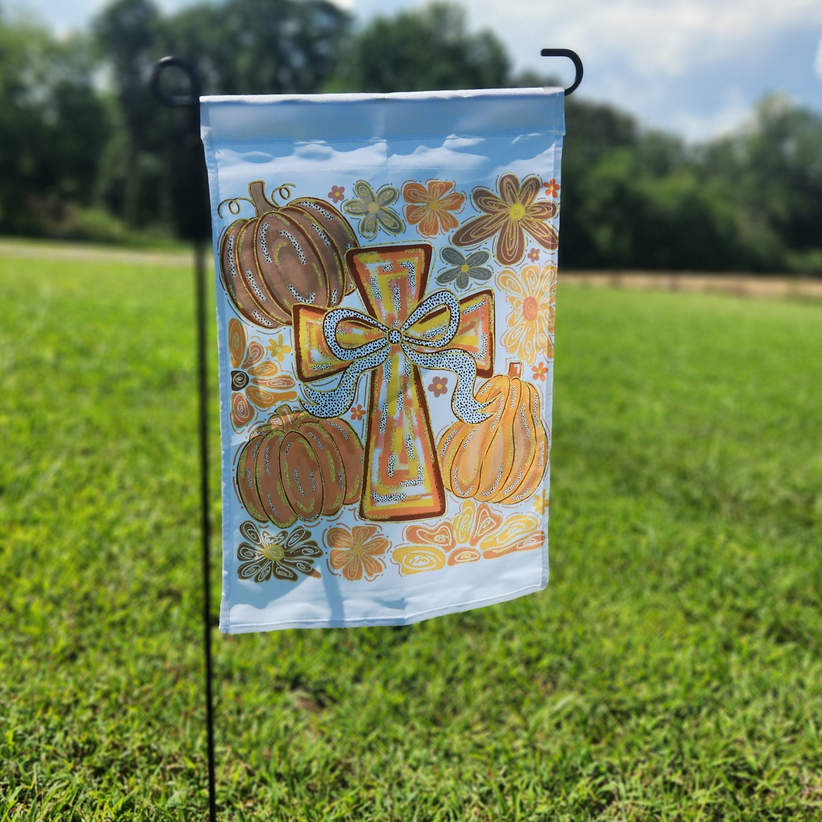 Fall Cross Garden Flag