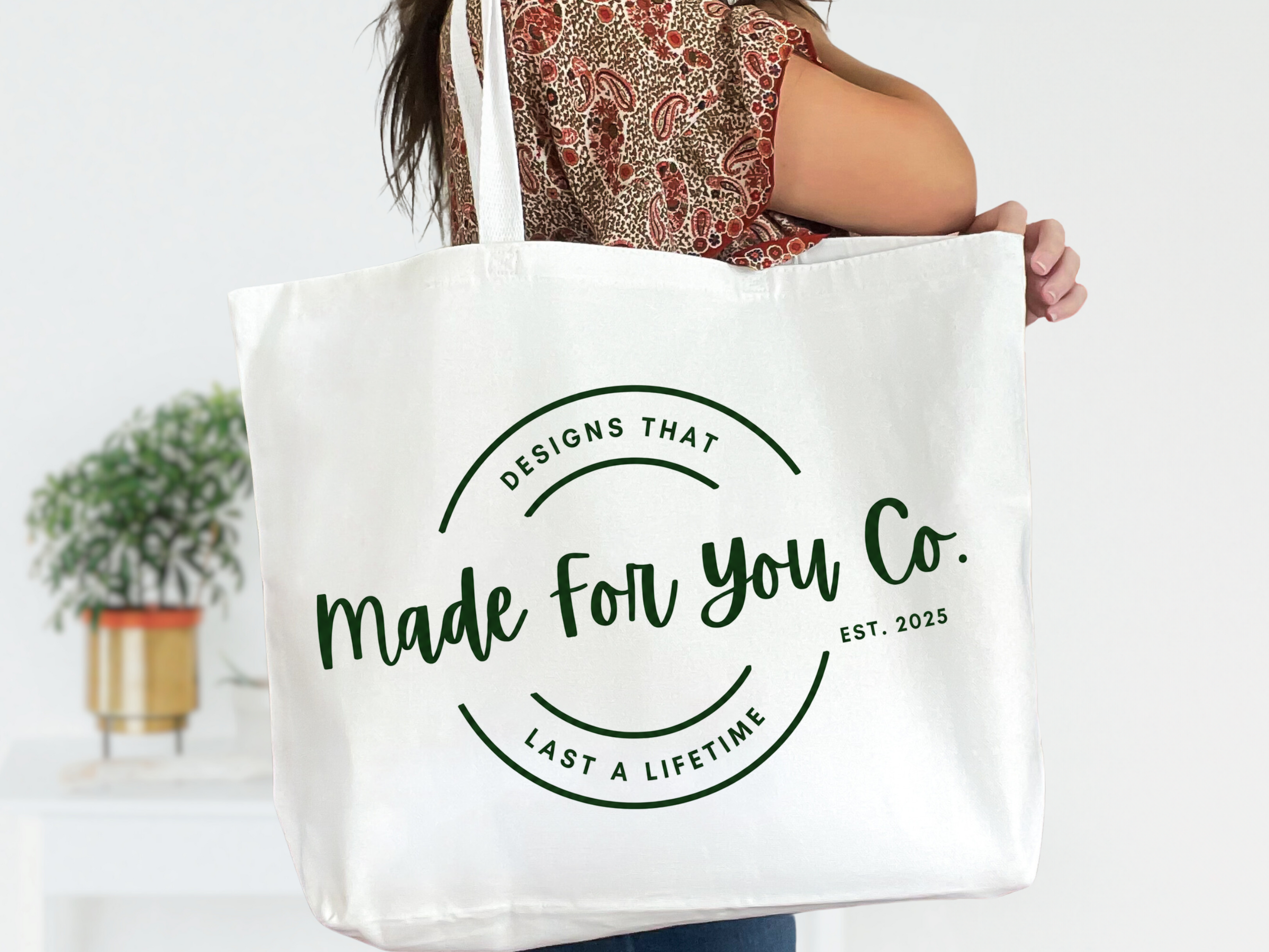 MERCH White Canvas Tote Bag with Zipper