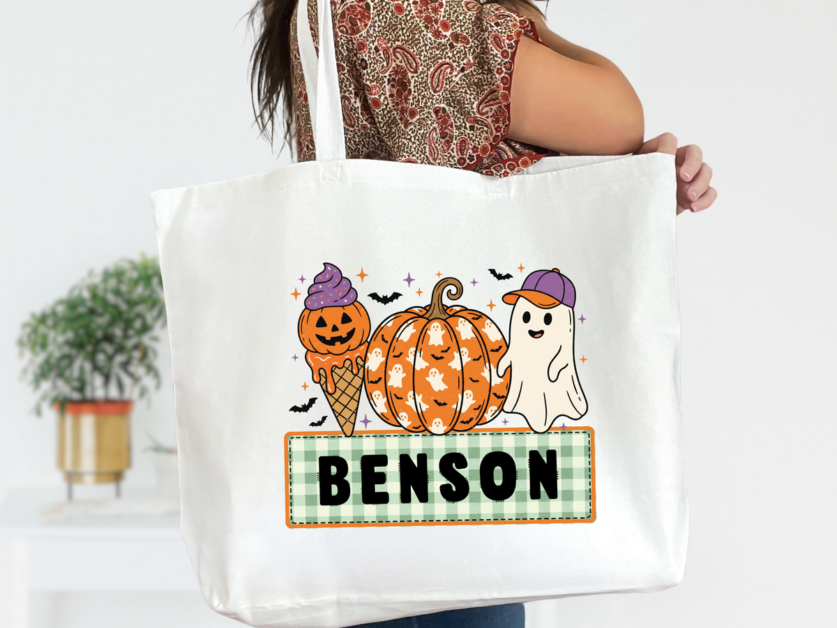 Girl or Boy Personalized Halloween Zipper Tote Bag
