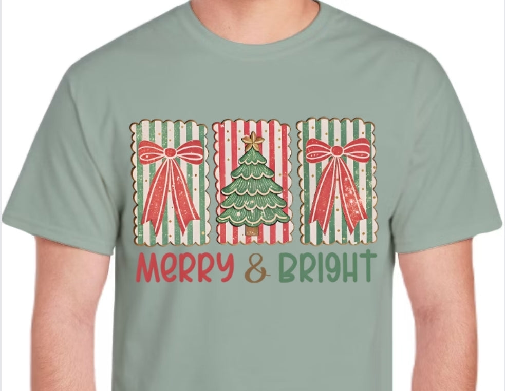 Adult Merry & Bright Comfort Color T-shirt or Crewneck