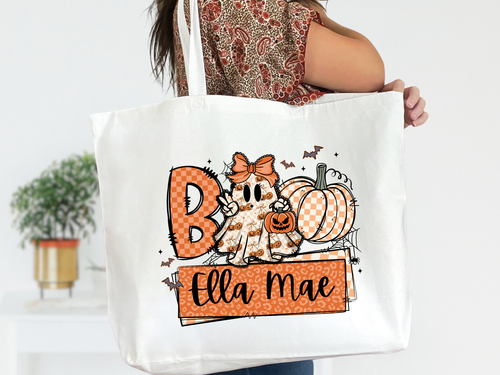 Boy or Girl Personalized Halloween Zipper Tote Bag