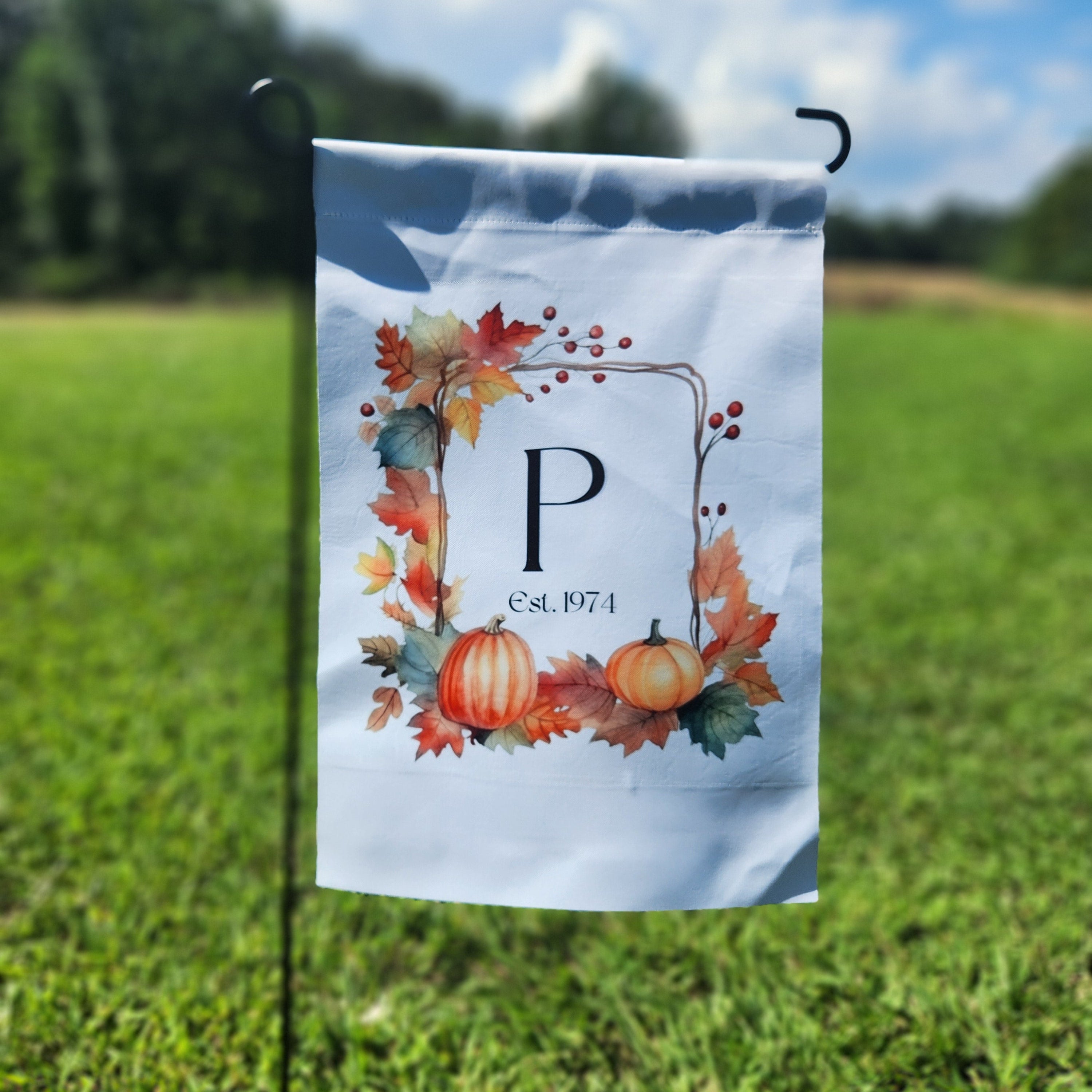 Fall Initial Garden Flag