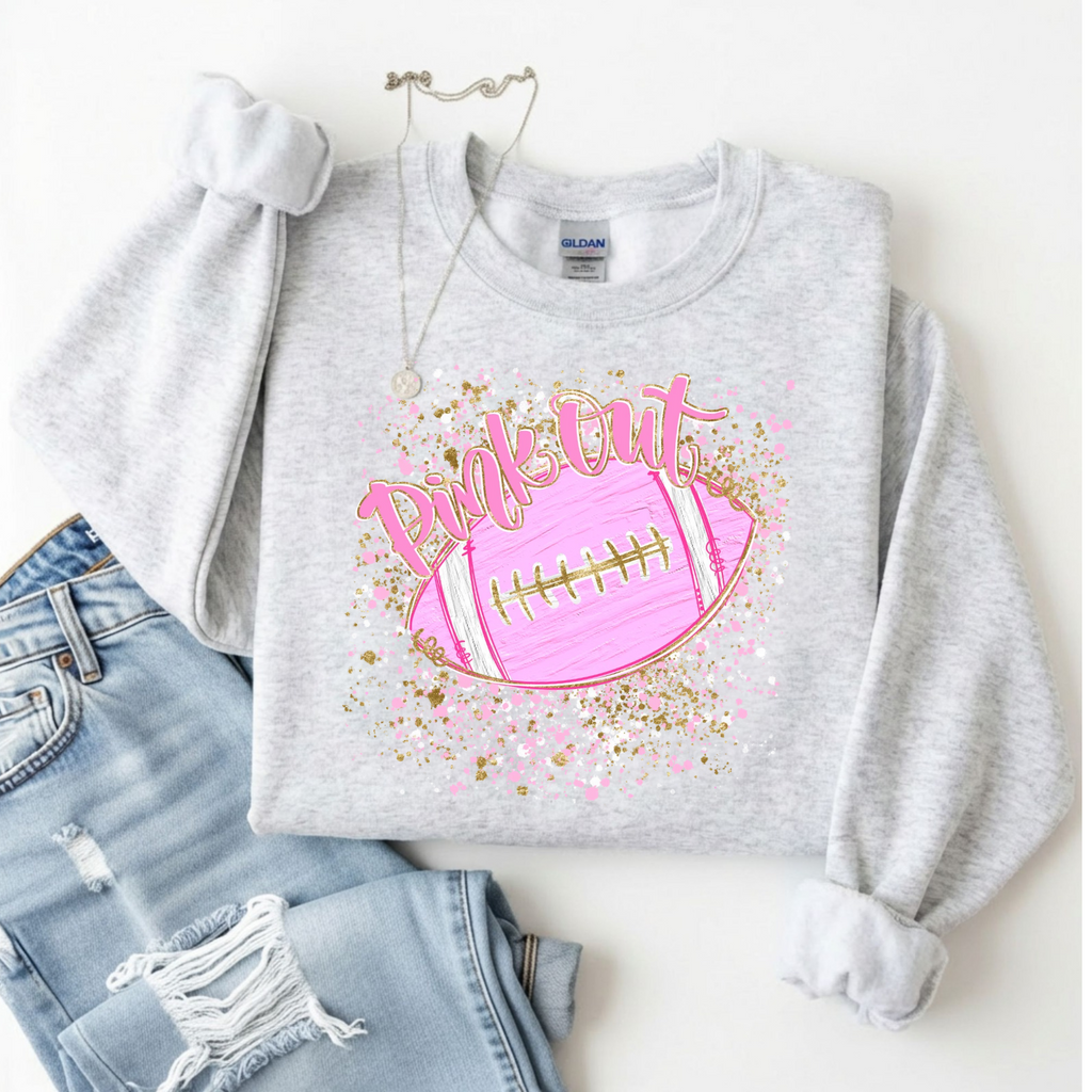 Pink Out Football Crewneck Sweatshirt