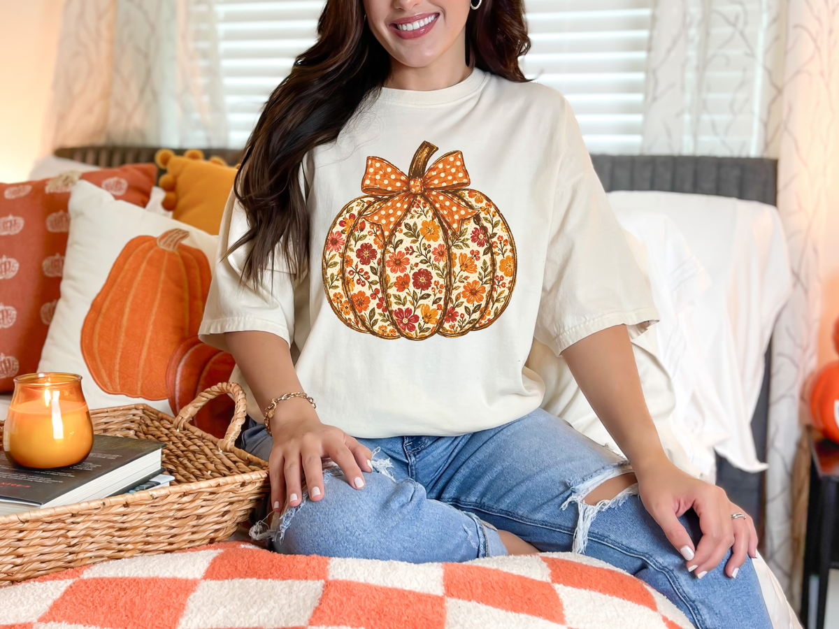 Floral Pumpkin Comfort Colors T-Shirt